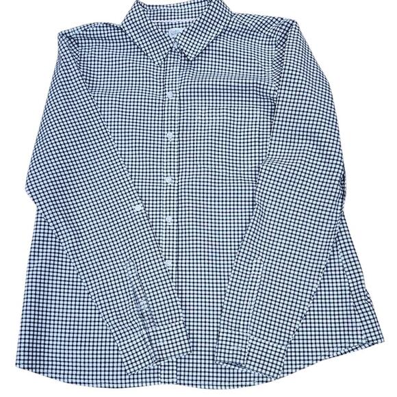 Croft & Barrow Black White Plaid Cotton Button Front Blouse Women's Size Medium - Picture 1 of 5